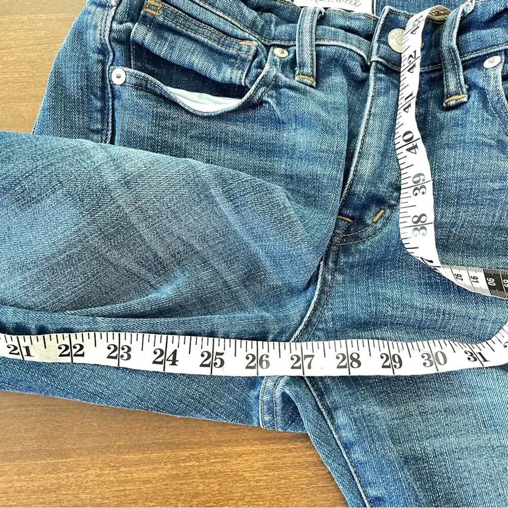 Madewell Womens 9" High-Rise Skinny Crop Jean Bruce Wash Medium Denim Distressed - Picture 8 of 11